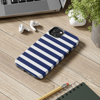 Navy White Striped